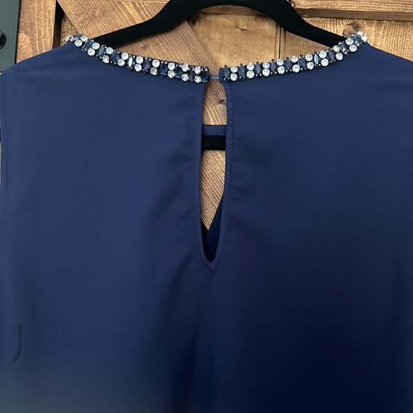 Navy blue sleeveless blouse size L - Picture 4 of 6